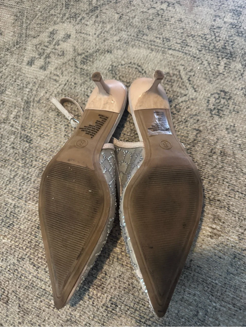 Women's Gigi Embellished Slingback Kitten Heels Beige - A New Day - SIZE 8